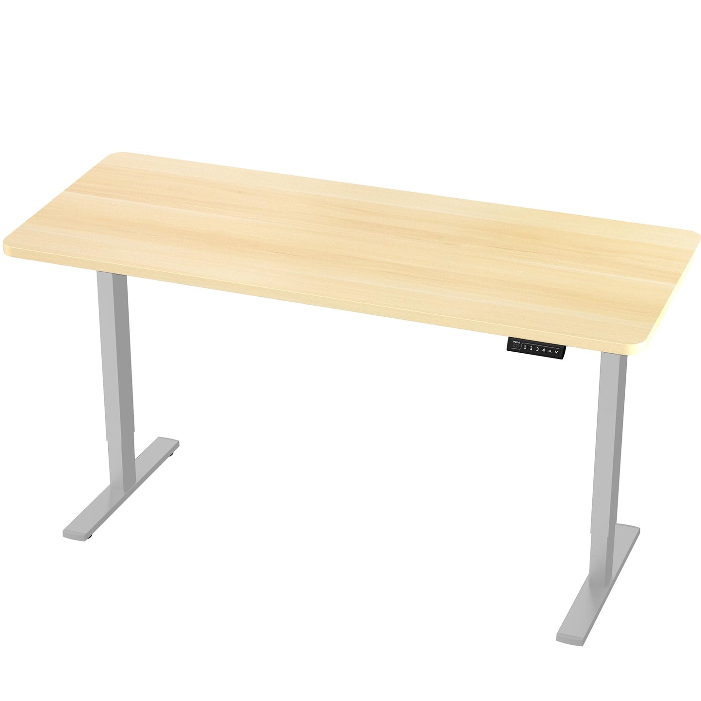 VIVO Electric 60 x 24 in Standing Desk, Memory Height Adjustment, 1B Series, Holds 220 lbs, One-Piece Light Wood Top, Gray Frame, DESK-KIT-1G6C