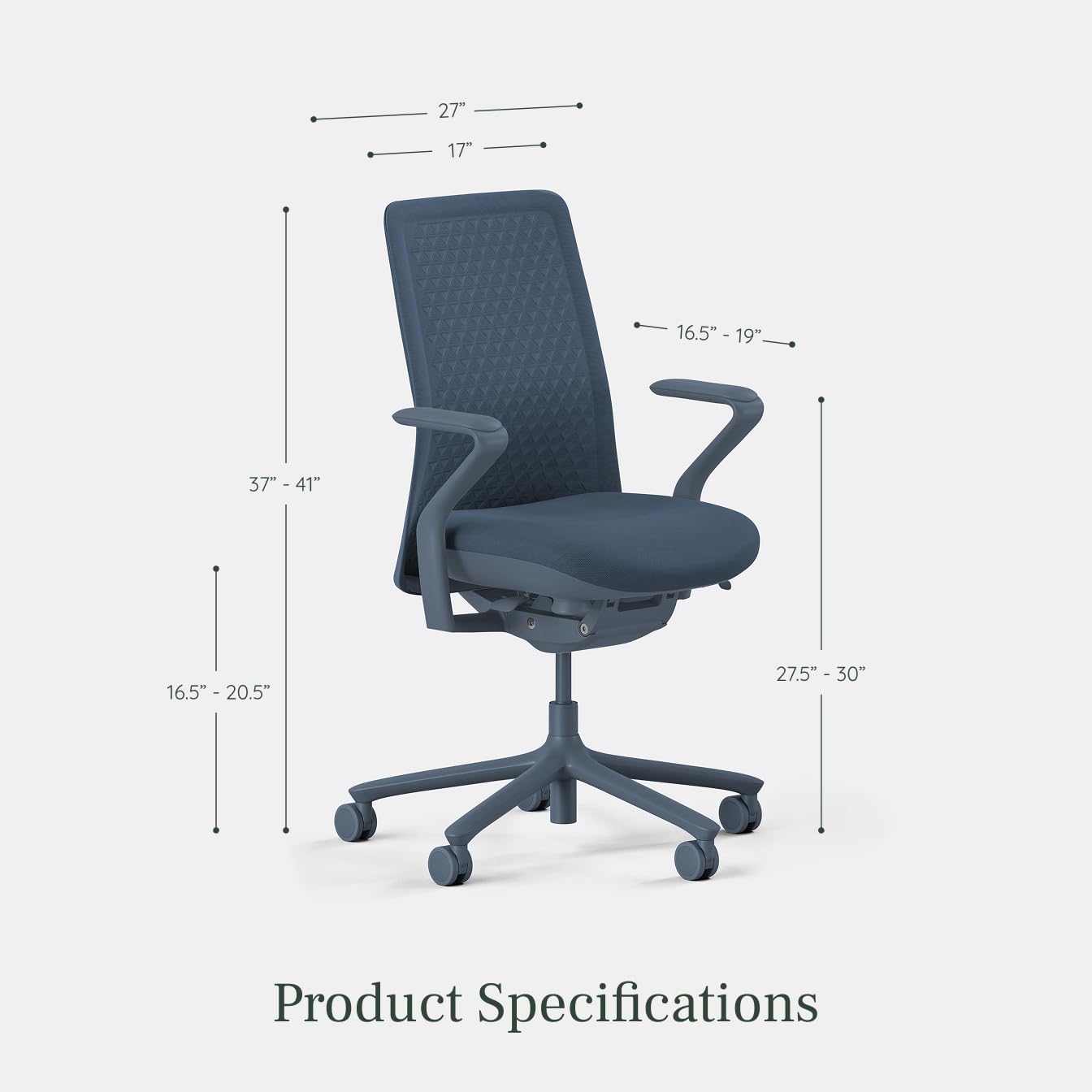 Branch Verve Chair - High Performance Executive Office Chair with Contoured Back and Adjustable Lumbar Support - High Density Foam Cushion and 3D Knit Back - Fits 5' to 6', Up to 275 lbs, Cobalt