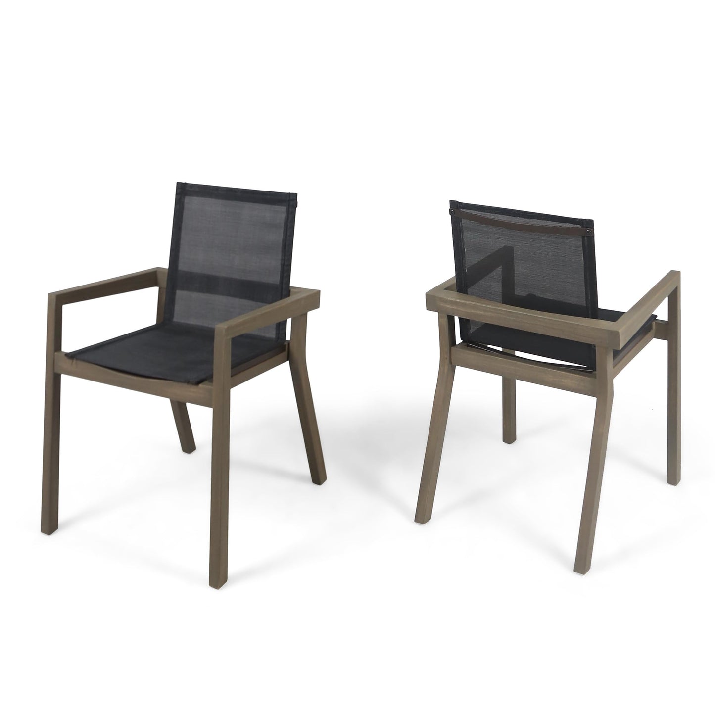 Christopher Knight Home Zion Acacia Wood Outdoor Dining Set for 6, 7 Piece Patio Dining Table and Chair Set, Wooden Outdoor Dining Armchair and Table Set, Teak+Dark Grey+Grey