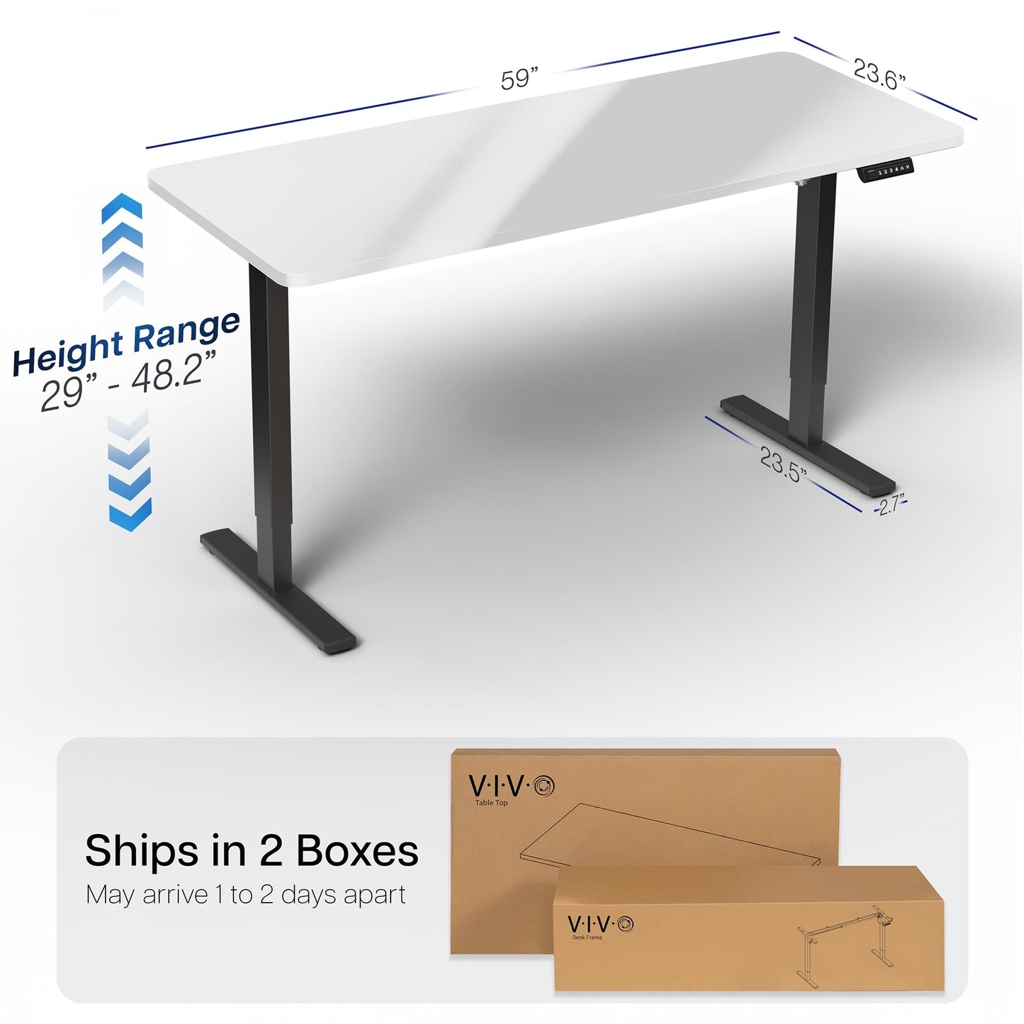 VIVO Electric Dry Erase 60 x 24 in Standing Desk, Memory Height Adjustment, 1B Series, Holds 220 lbs, Whiteboard Top Black Frame, DESK-KIT-1B6WE