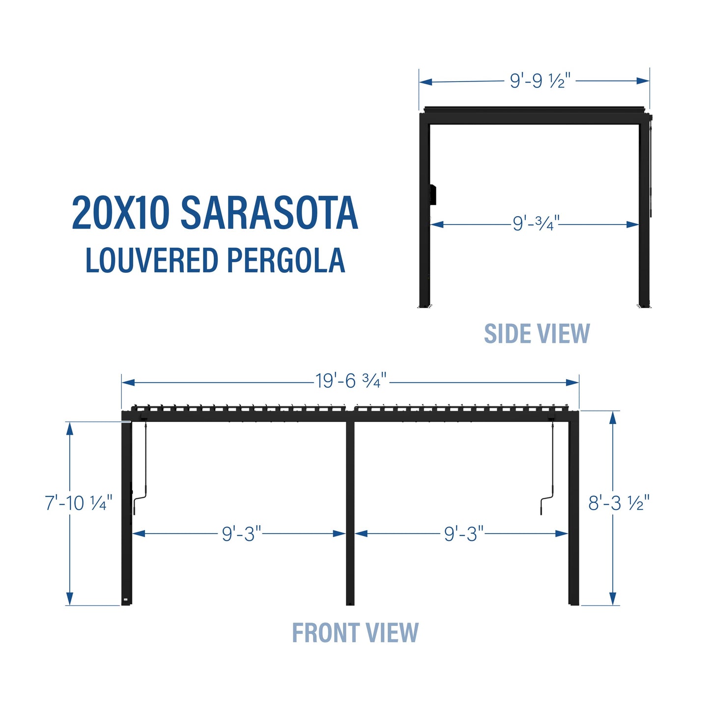 Backyard Discovery Sarasota 20' x 10' Galvanized Steel Louvered Pergola Kit with Adjustable Roof, Shade, Rain Protection, High-Wind Rating, Gutter System for Outdoor Patio, Garden, Deck, Entertaining