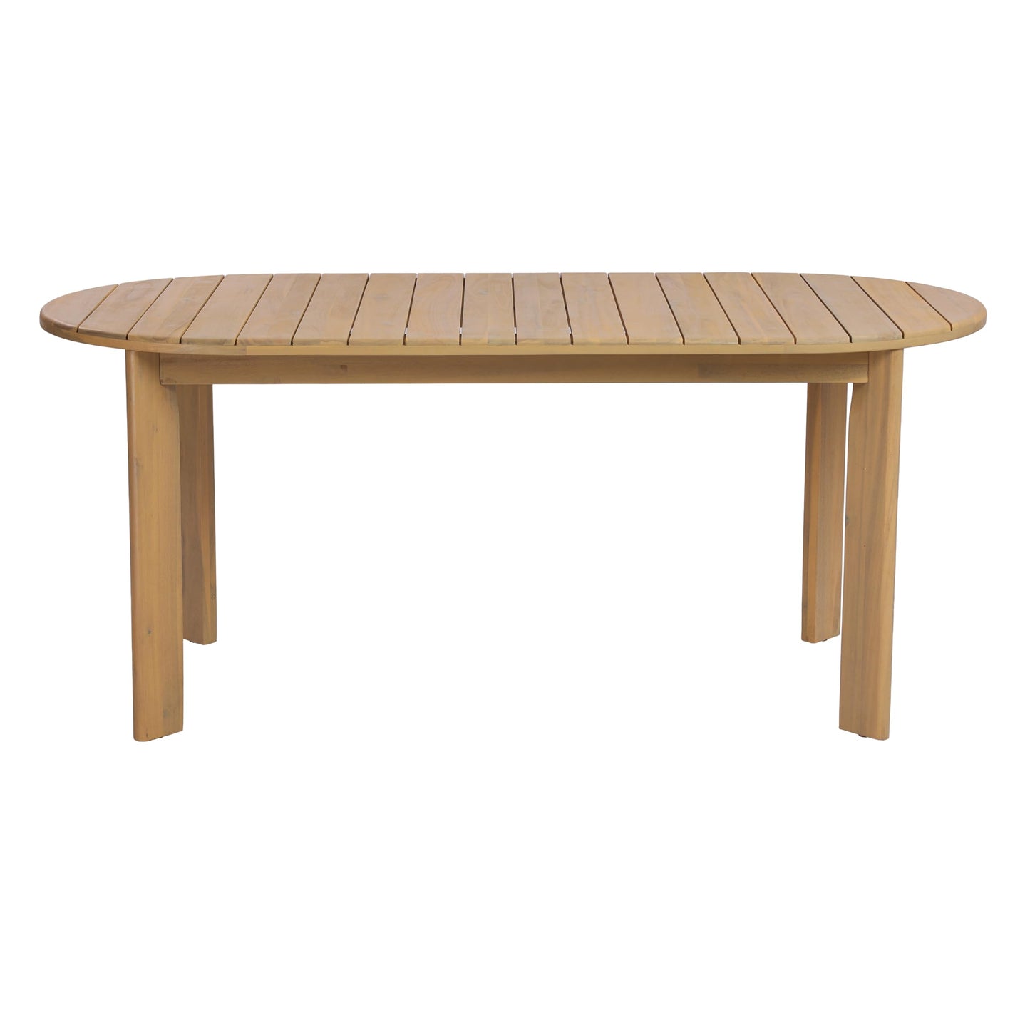 Merax Patio Outdoor Acacia Wood 7 Piece Dinning Set- 70 Inch Large Oval Outdoor Dining Table, 6 Pcs Dining Chairs with Coushions for Backyard, Lawn, Balcony, Light Teak + Natural