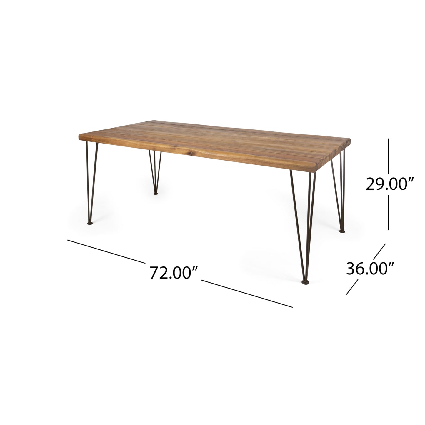 Christopher Knight Home Zion Acacia Wood Outdoor Dining Set for 6, 7 Piece Patio Dining Table and Chair Set, Wooden Outdoor Dining Armchair and Table Set, Teak+Dark Grey
