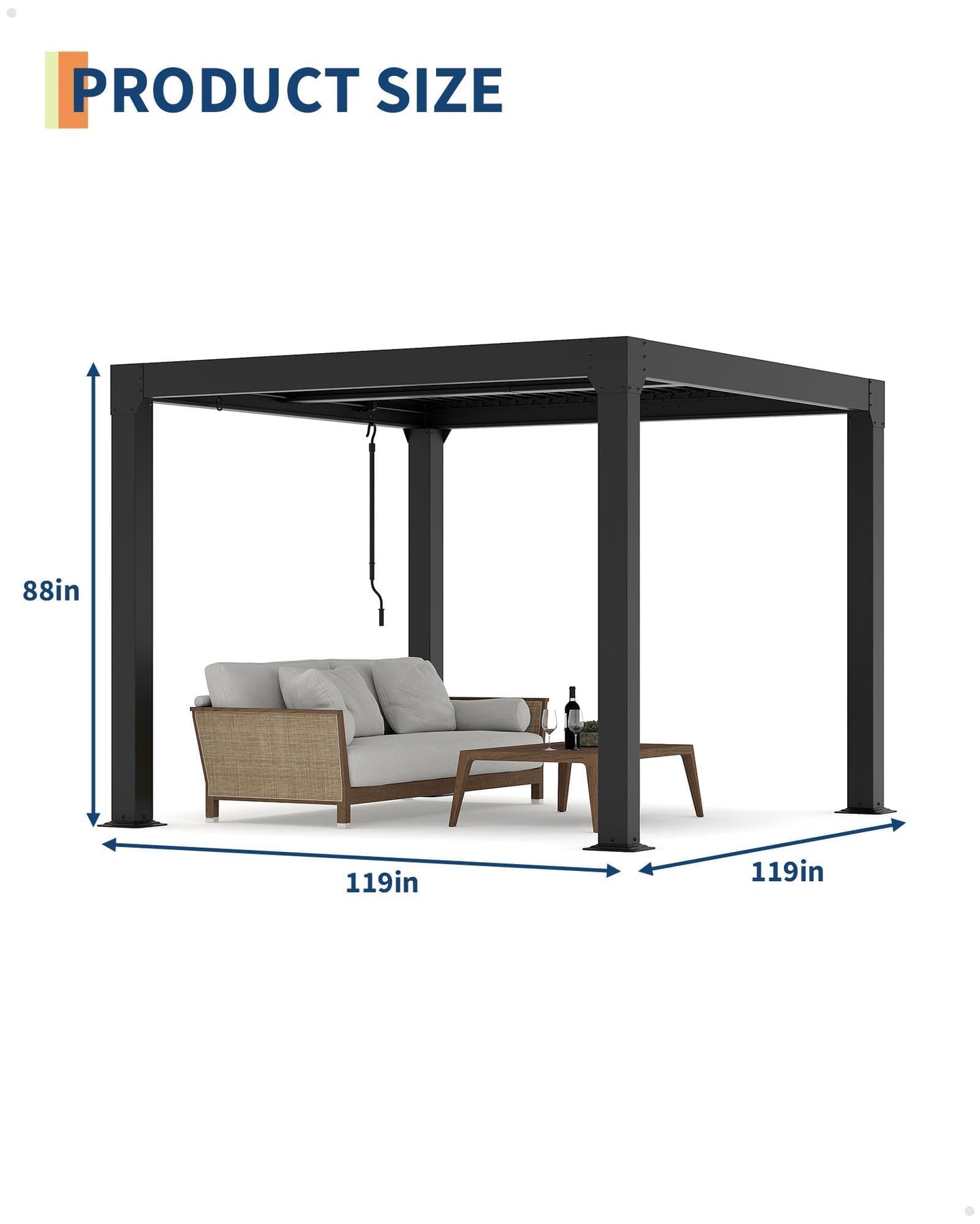 10x10 FT Louvered Pergola, Outdoor Aluminum Pergola with Adjustable Roof & Integrated Drainage System, Heavy Duty Hardtop Gazebo for Patio, Deck, Garden & Backyard