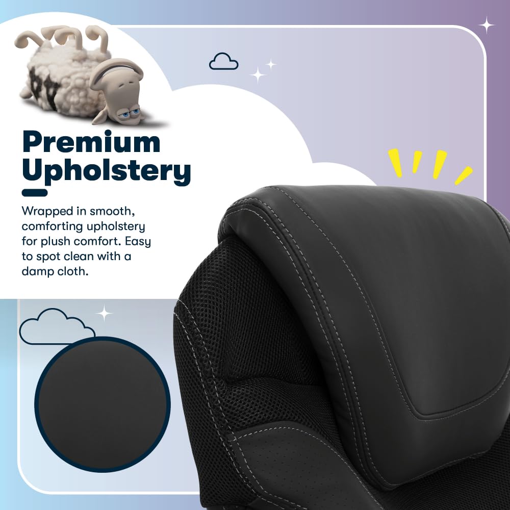 Serta Bryce Executive Office Chair, Ergonomic Computer Desk Chairs with Patented AIR Lumbar Support, Comfy Body Pillows, Height Adjustable, Swivel Base with Wheels, Bonded Leather, Black