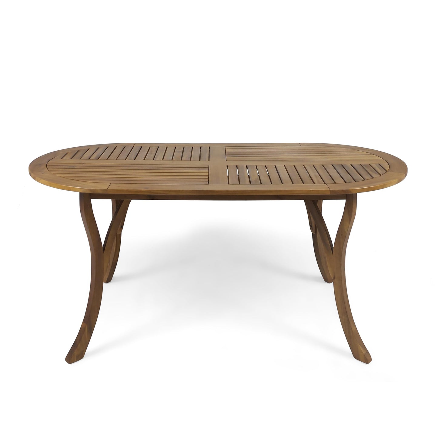 Christopher Knight Home Outdoor 6 Seater Acacia Wood Oval Dining Set with Cushions, Teak and Cream