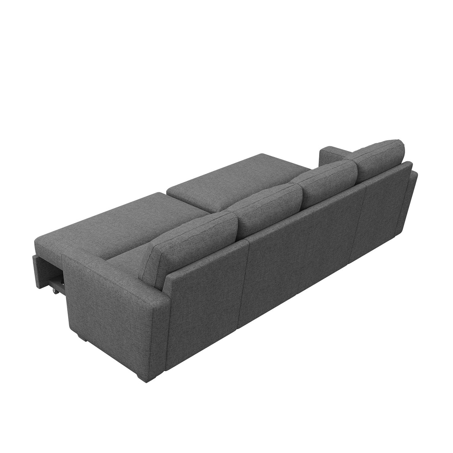HONBAY Modular Sectional Sleeper Sofa Bed, with Pull Out Bed, Linen Convertible Sectional Couches for Living Room - Dark Grey