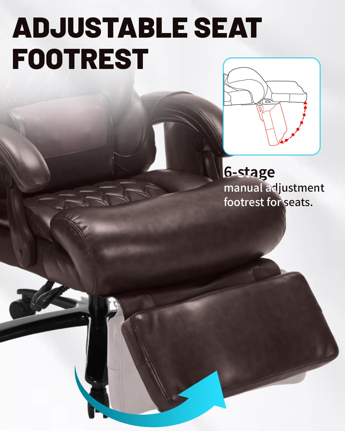 800LBS Massage Office Chair with Foot Rest & 8 Points Vibration Heat for Heavy People,Big and Tall Ergonomic Executive Reclining Desk Chairs for Home Office Managerial Use (Brown)