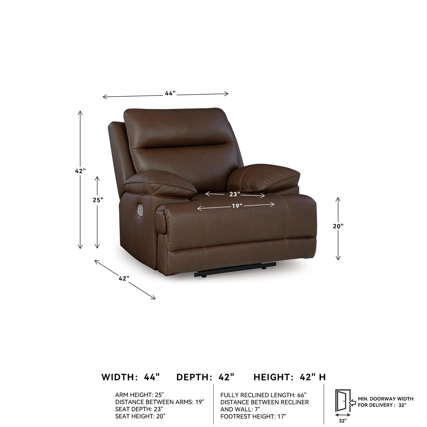 Signature Design by Ashley VonRyan Modern Zero Gravity Leather Match Power Recliner with Adjustable Headrest and USB Ports, Dark Brown