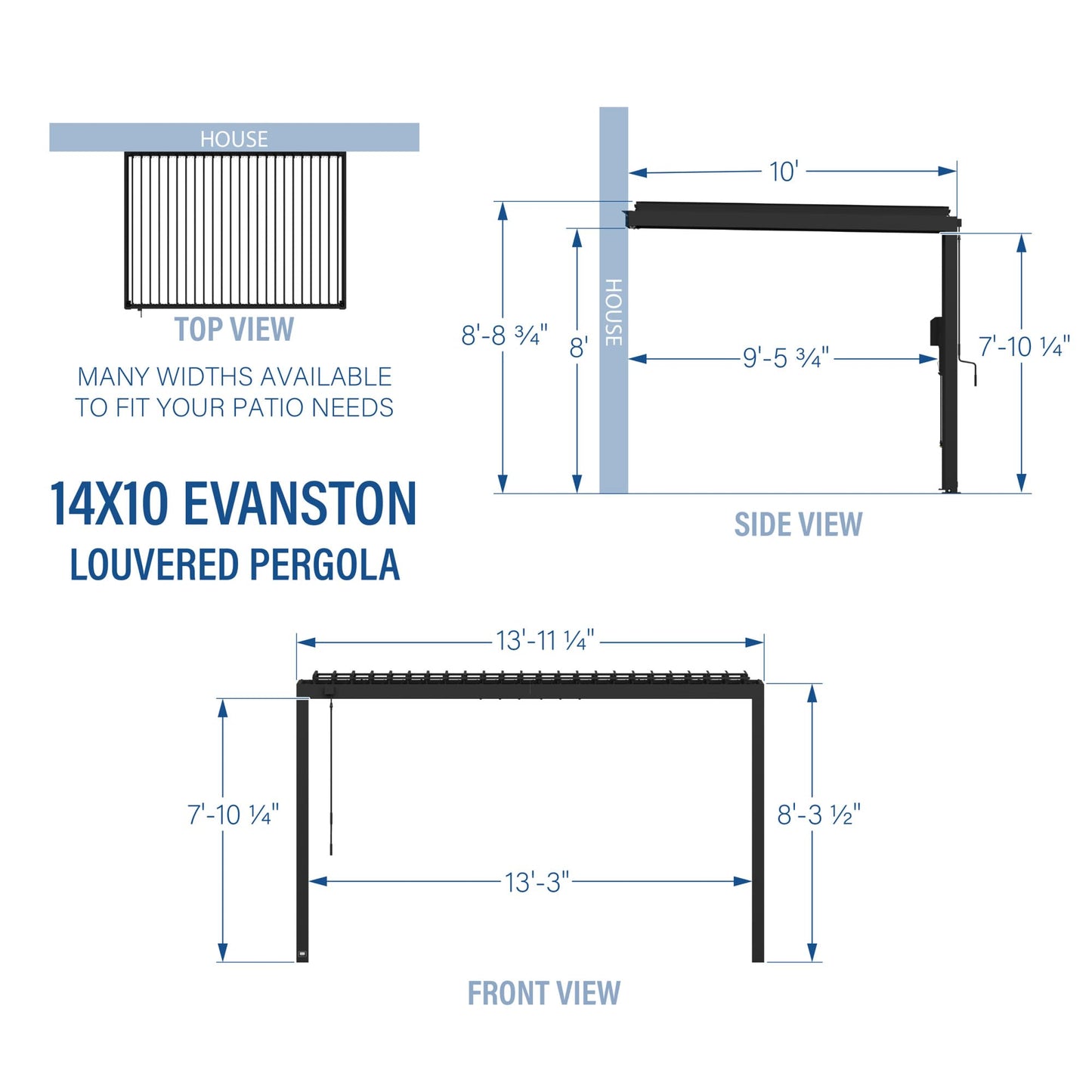 Backyard Discovery Evanston 14'x10' Galvanized Steel Wall-Mounted Louvered Pergola Kit with Adjustable Roof, Shade, Rain Protection, High-Wind Rating, PowerPort, Gutter System for Outdoor Patio, Deck
