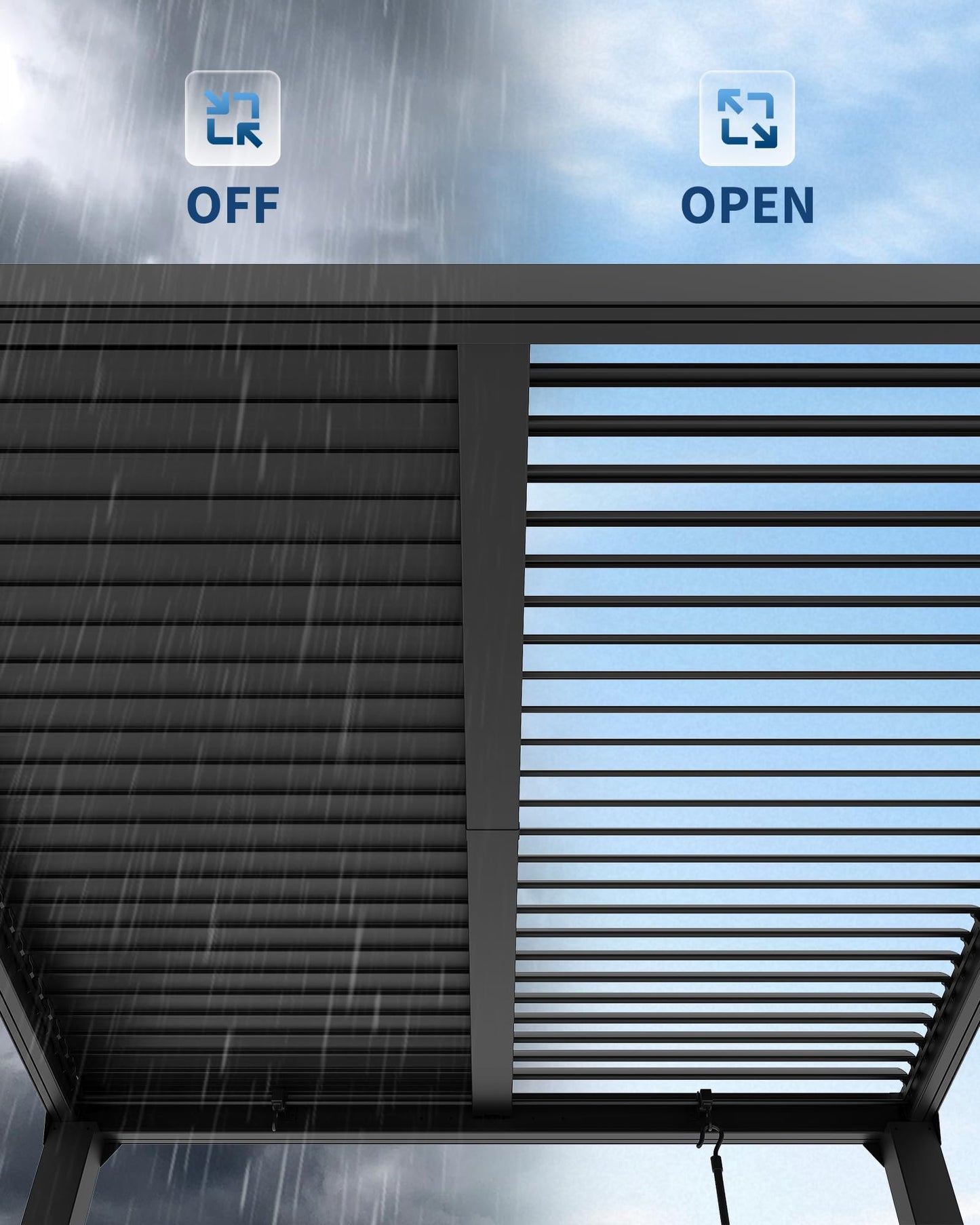 GarveeLife Louvered Pergola 10 ft x10', Outdoor Pergola with Adjustable Louvered Roof, Reinforced Aluminum Frame, Integrated Drainage System, Hardtop Gazebo for Patio, Deck, Gray