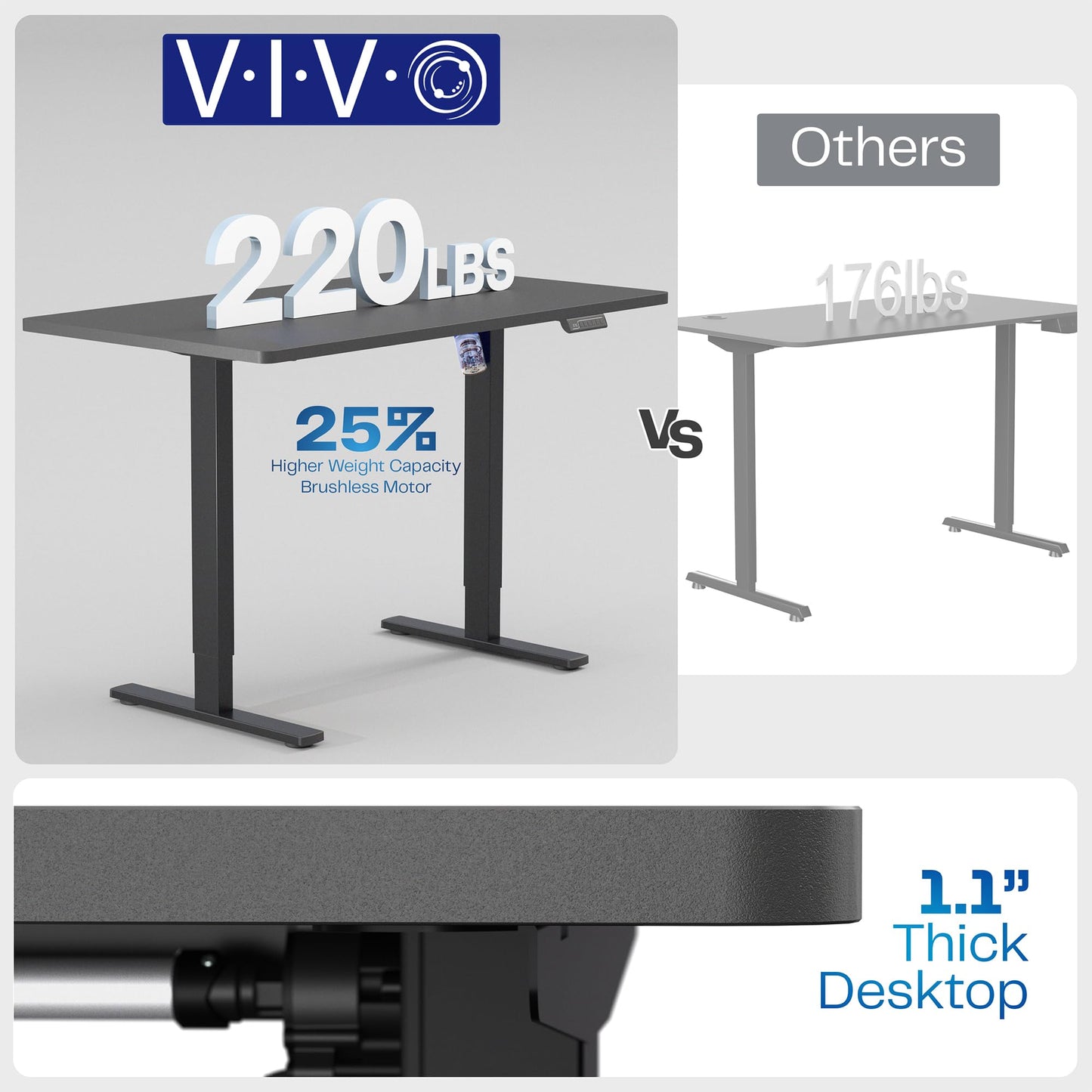 VIVO Electric 60 x 24 in Standing Desk, Memory Height Adjustment, 1B Series, Holds 220 lbs, One-Piece Dark Walnut Top, Gray Frame, DESK-KIT-1G6D
