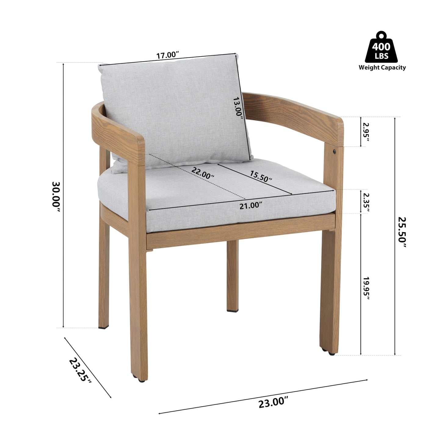 Christopher Knight Home Elko Acacia Wood Outdoor Dining Set for 6, Wooden 7 Piece Patio Dining Table Set, Outdoor Metal Dining Chair and Table Set with Cushion, Patio Furniture Set, Teak+Light Gray