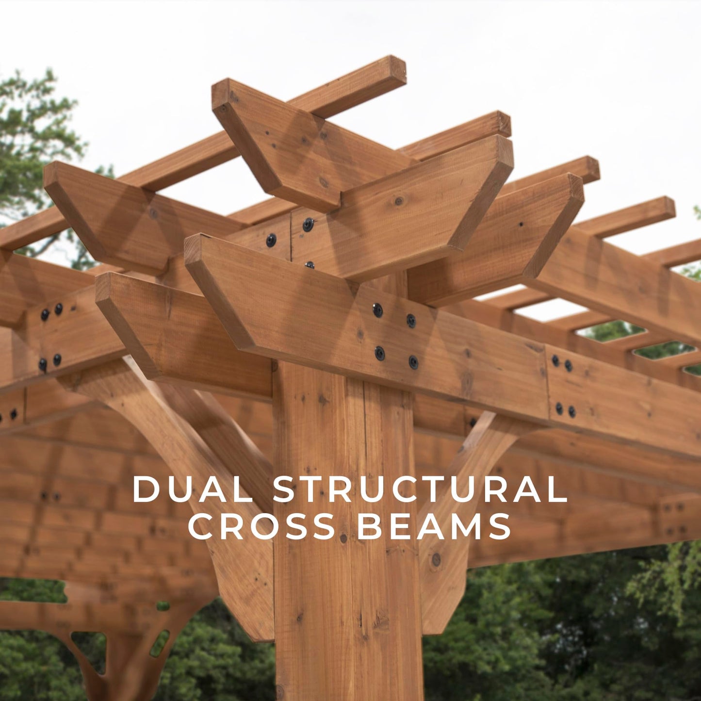 Backyard Discovery Beaumont 16' x 12' Traditional Cedar Wood Pergola Kit with Trellis Roof, All-Season Durability, High-Wind Rating, PowerPort, Shade for Outdoor Patio, Deck, Garden, and Entertaining