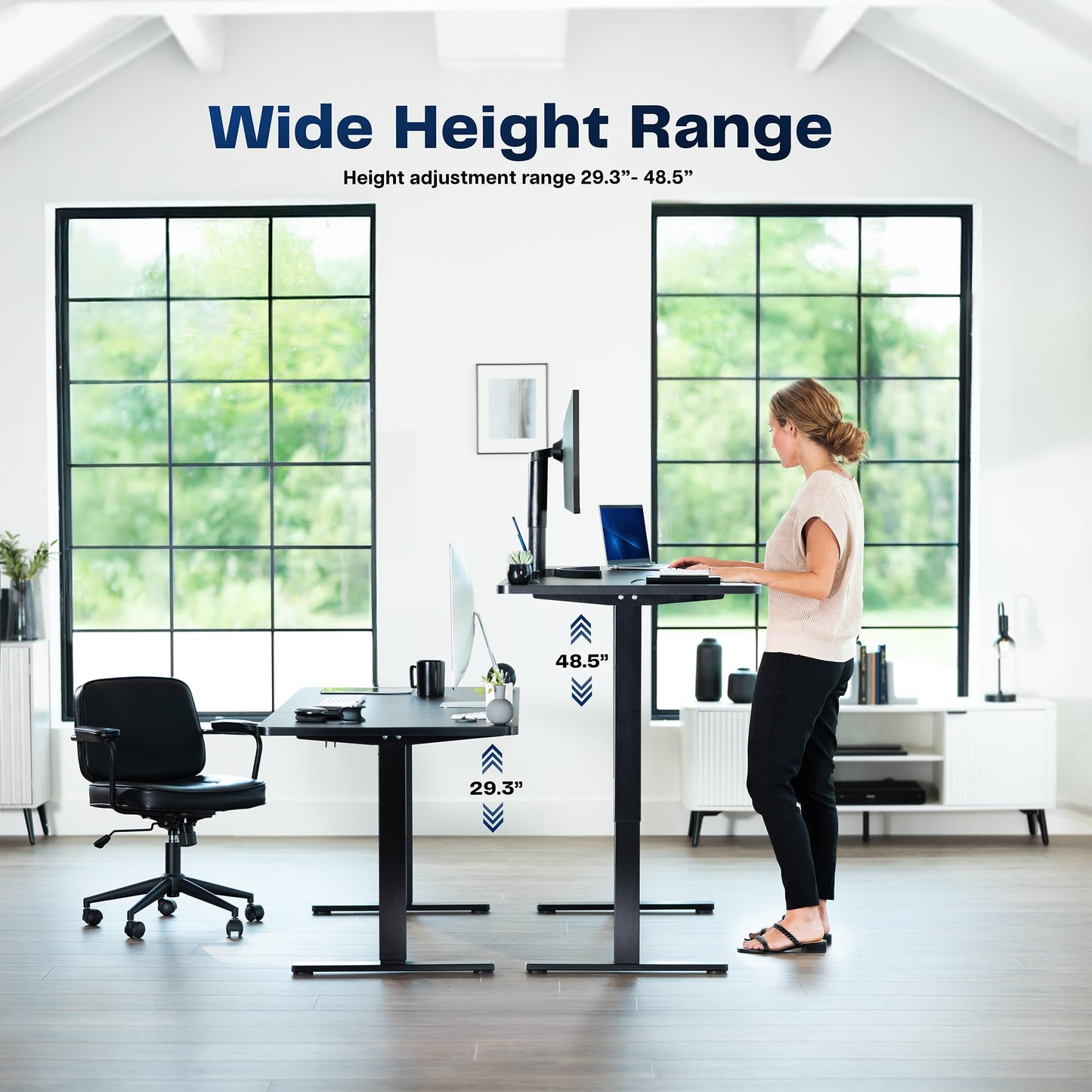 VIVO Electric 60 x 24 in Standing Desk, Memory Height Adjustment, 1B Series, Holds 220 lbs, One-Piece Dark Gray Top, White Frame, DESK-KIT-1W6G