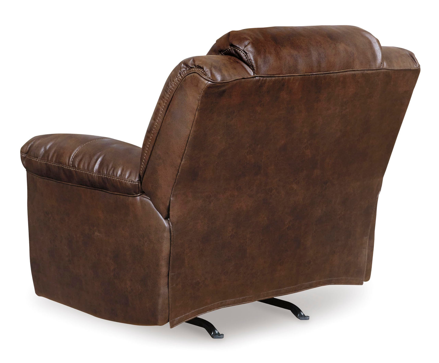 Signature Design by Ashley Stoneland Faux Leather Manual Pull Tab Rocker Recliner, Dark Brown