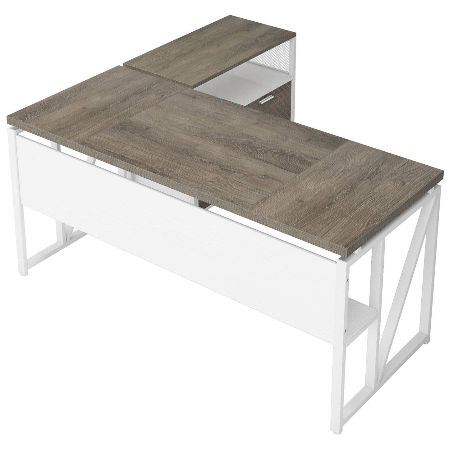Tribesigns L Shaped Desk with Drawer Cabinet, 63" Executive Computer Desk and lateral File Cabinet, 2 Piece Home Office Furniture with Drawers for Hanging File, Doors with Locks (Dark Oak, 63-inches)