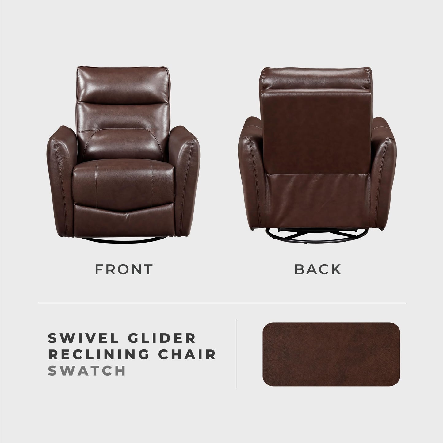 Lexicon Swivel Glider Reclining Chair, Top Grain Leather Match Manual Recliner, Comfy Nursery Glider Recliner, Swivel Reclining Chair for Living Room/Office/Bedroom/Apartment, Brown