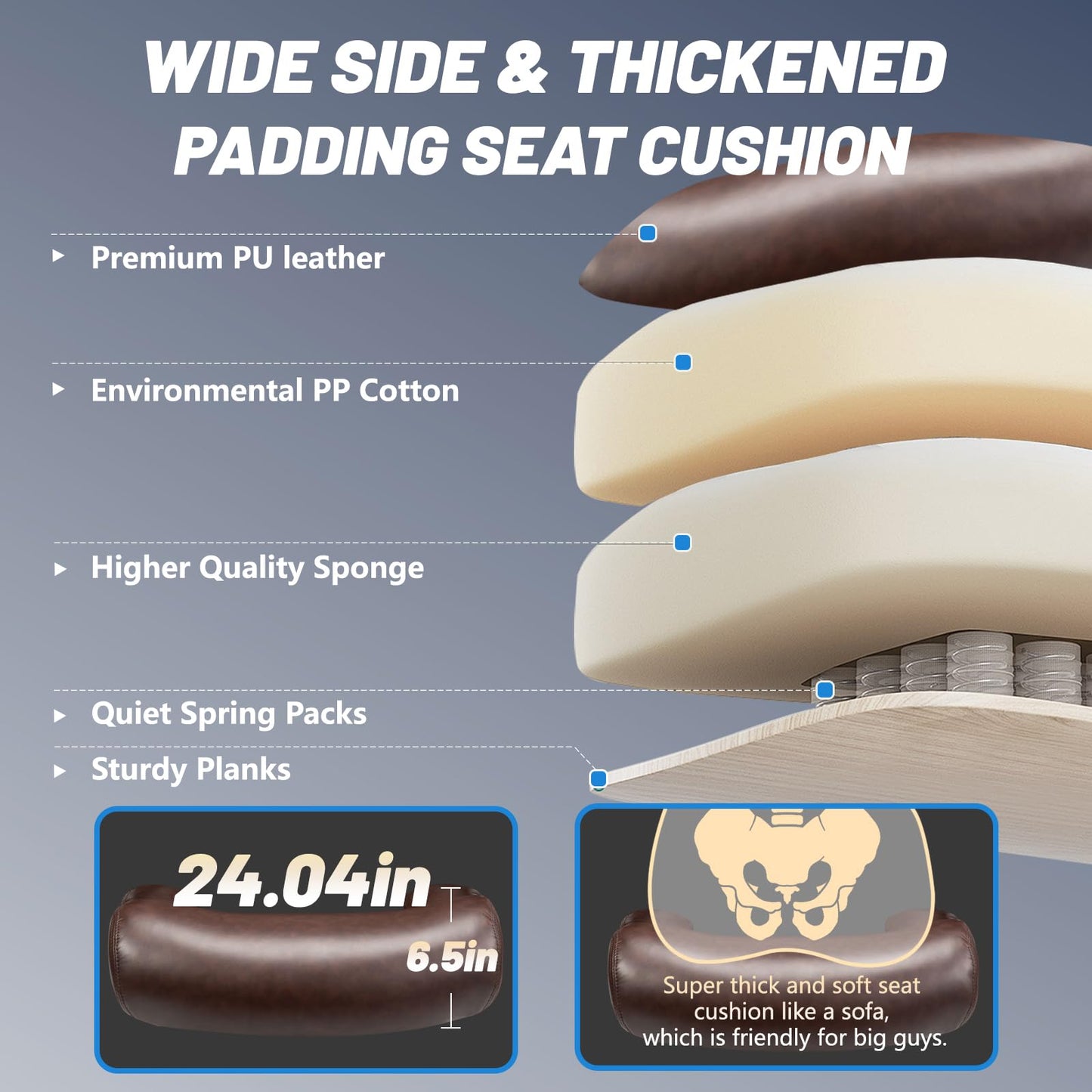 800LBS Big and Tall Office Chair for Heavy People, Heavy Duty Executive Chair with High Back, Extra Wide Seat and Adjustable Lumbar, Large Computer Desk Chair Comfortable for Home Office (Brown)