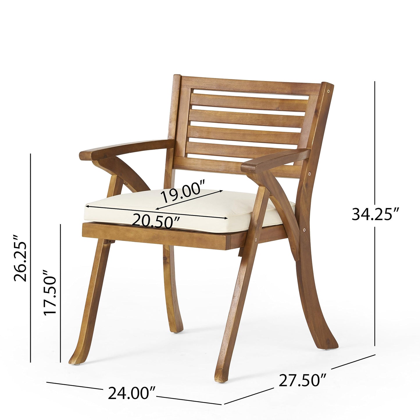 Christopher Knight Home Outdoor 6 Piece Dining Set – 70" Acacia Wood Table with 4 KD Chairs Include Cushions & 57" Bench, Teak Finish Patio Garden Backyard Furniture Set