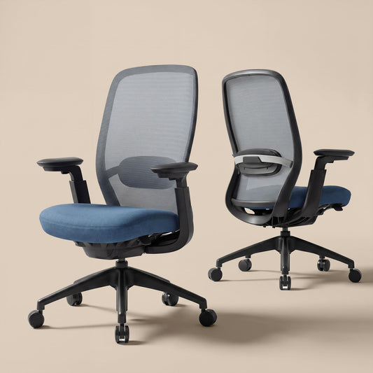 COLAMY Office Chair for Long Hours, Easy Wire-Control Desk Chair with Sliding Seat Depth & Thick Padded Lumbar Support, Heavy Duty 300 LBS High Back Mesh Computer Chair for Home Workstation,Blue