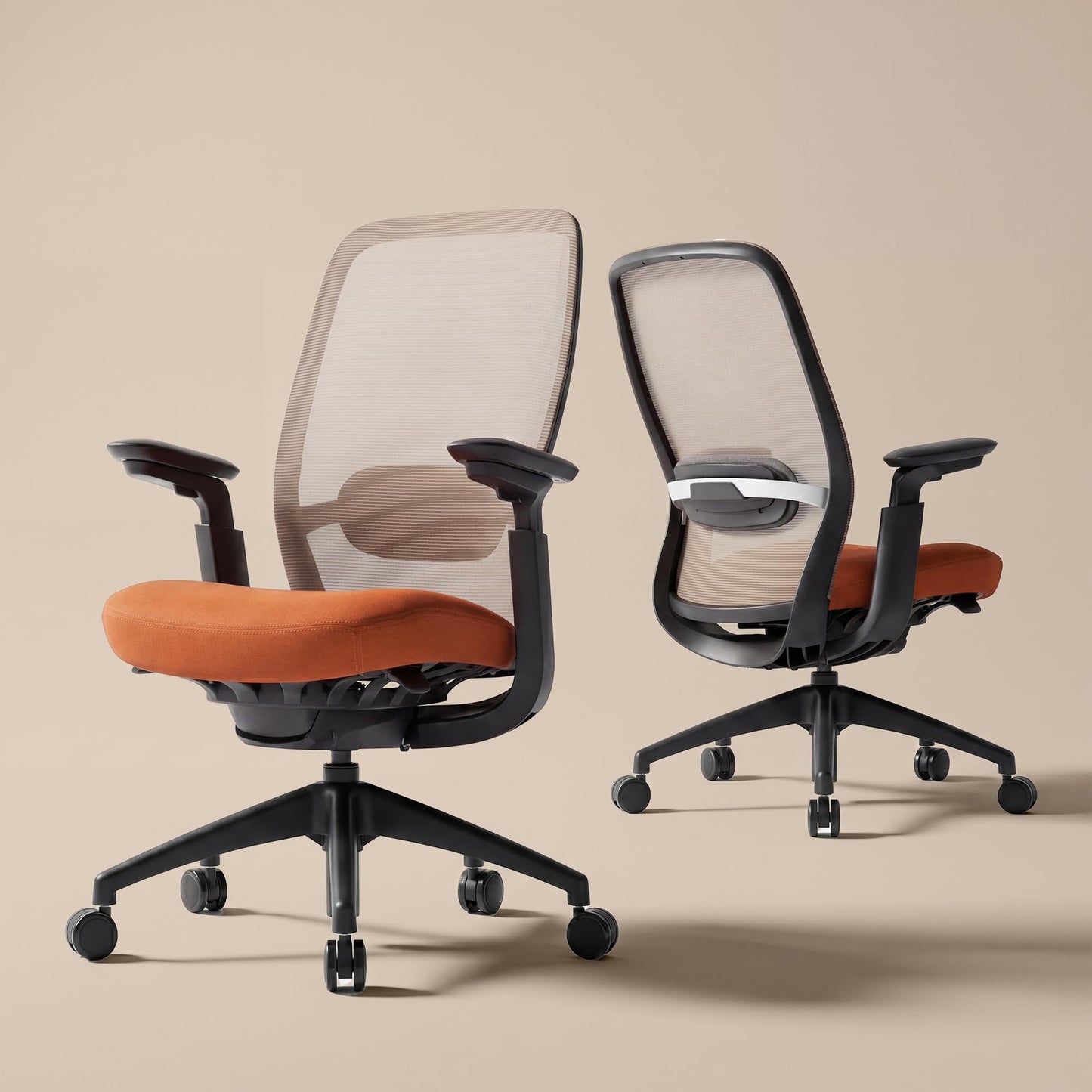 COLAMY Office Chair for Long Hours, Easy Wire-Control Desk Chair with Sliding Seat Depth & Thick Padded Lumbar Support, Heavy Duty 300 LBS High Back Mesh Computer Chair for Home Workstation,Orange