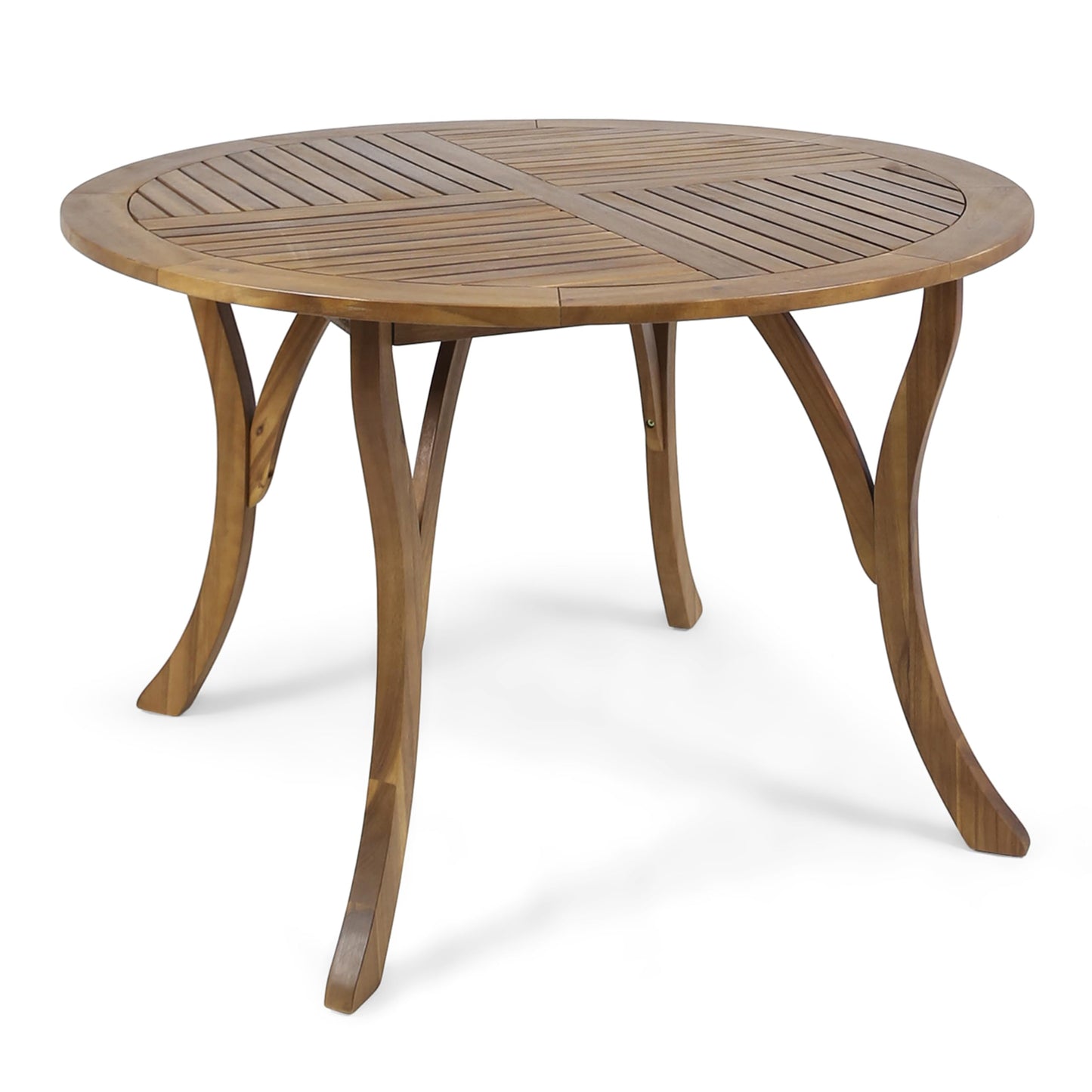 Christopher Knight Home Verle Wooden Patio Dining Set for 4, Acacia Wood Outdoor Dining Table Set for 4, 5 Piece Outdoor Dining Set with Round Table and Armchair with Seat Cushion, Teak+Beige