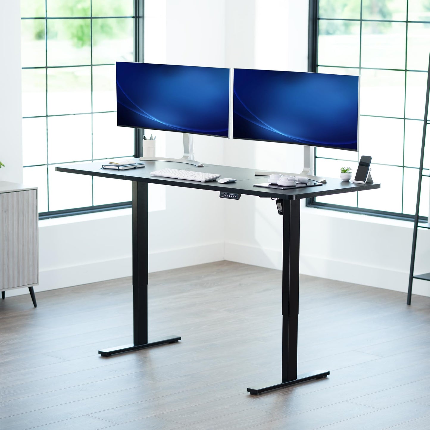 VIVO Electric 71 x 30 in Standing Desk, Memory Height Adjustment, 1B Series, Holds 220 lbs, Black Top Black Frame, DESK-KIT-1B7B