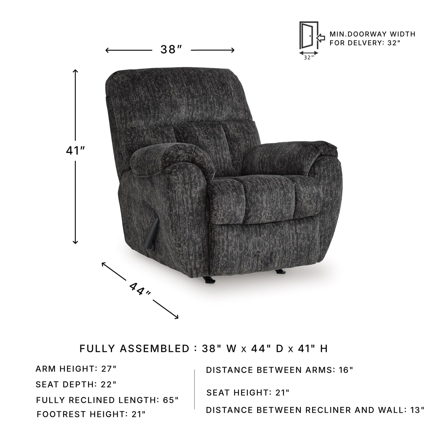 Signature Design by Ashley Rampant Casual Manual Rocker Recliner with Pillow-Top Arms, Gray