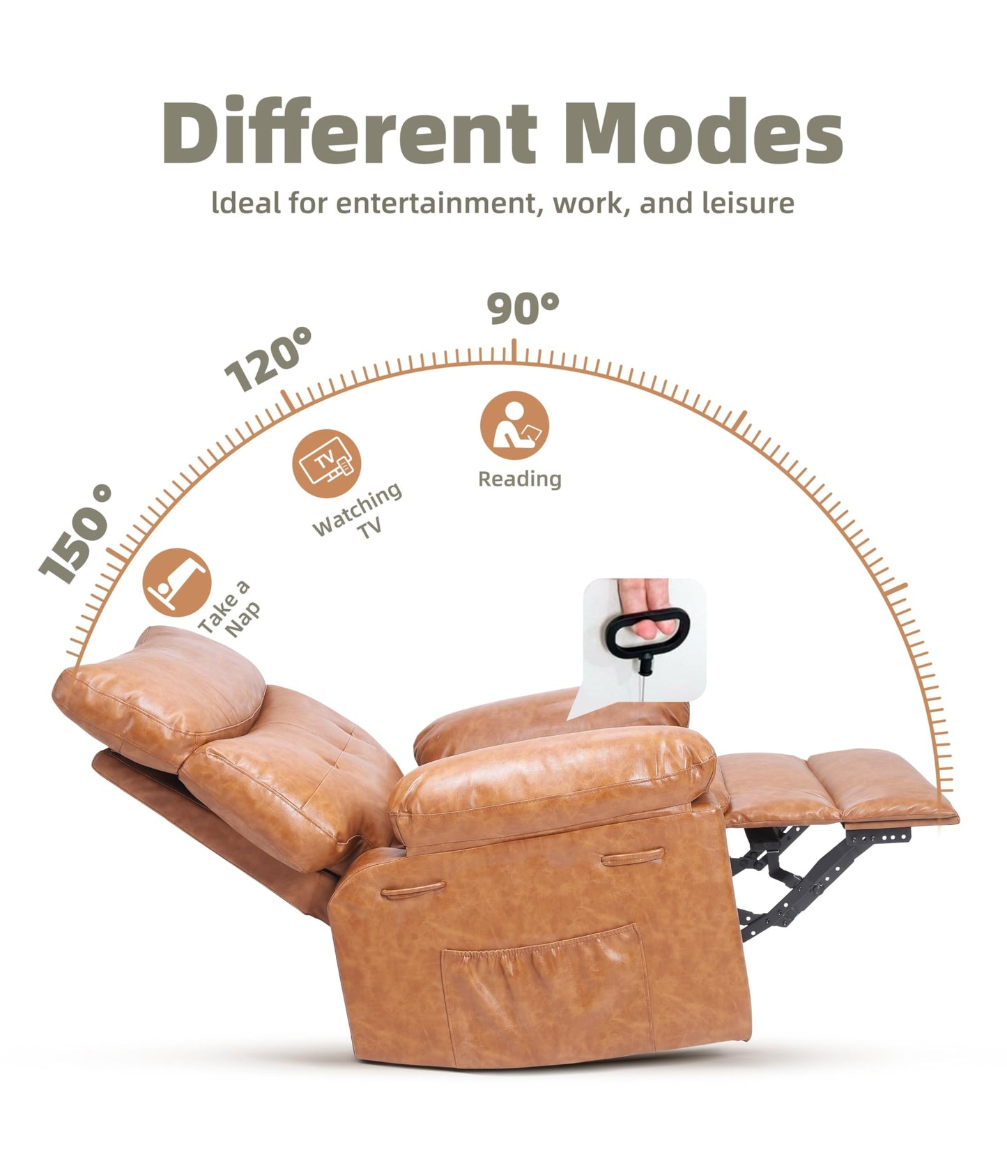 GarveeHome Oversized Recliner Chair, Extra Wide Manual Recliner with Heat and Massage, 400lbs Heavy Duty PU Leather Single Sofa, Large Lazy Chair for Big and Tall Adults, Living Room & Bedroom