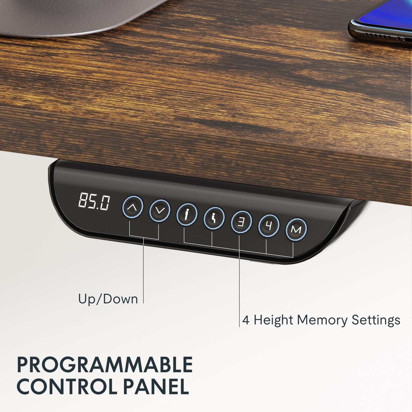 FLEXISPOT E6 MAX Dual Motor 55x28 Inch 3-Stage Heavy Duty Standing Desk, 330lbs Weight Capacity, Height Adjustable Desk w/Cable Management & Wheels (Seamless Special Walnut Desktop + Black Frame)