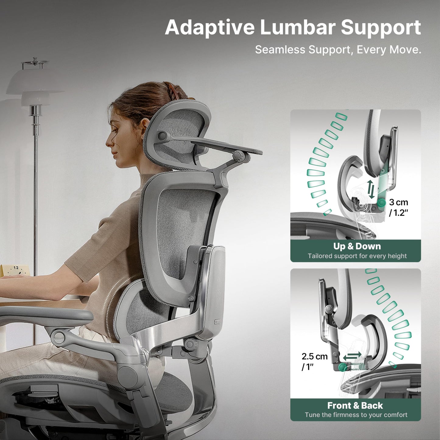 HINOMI H2 Pro Premium Ergonomic Office Chair - Comfy Home Office Desk Computer Chair with Adjustable Back Support, Swivel Wheels, Flip-up Arms, Comfortable Mesh Seat for Desk Work (Green)