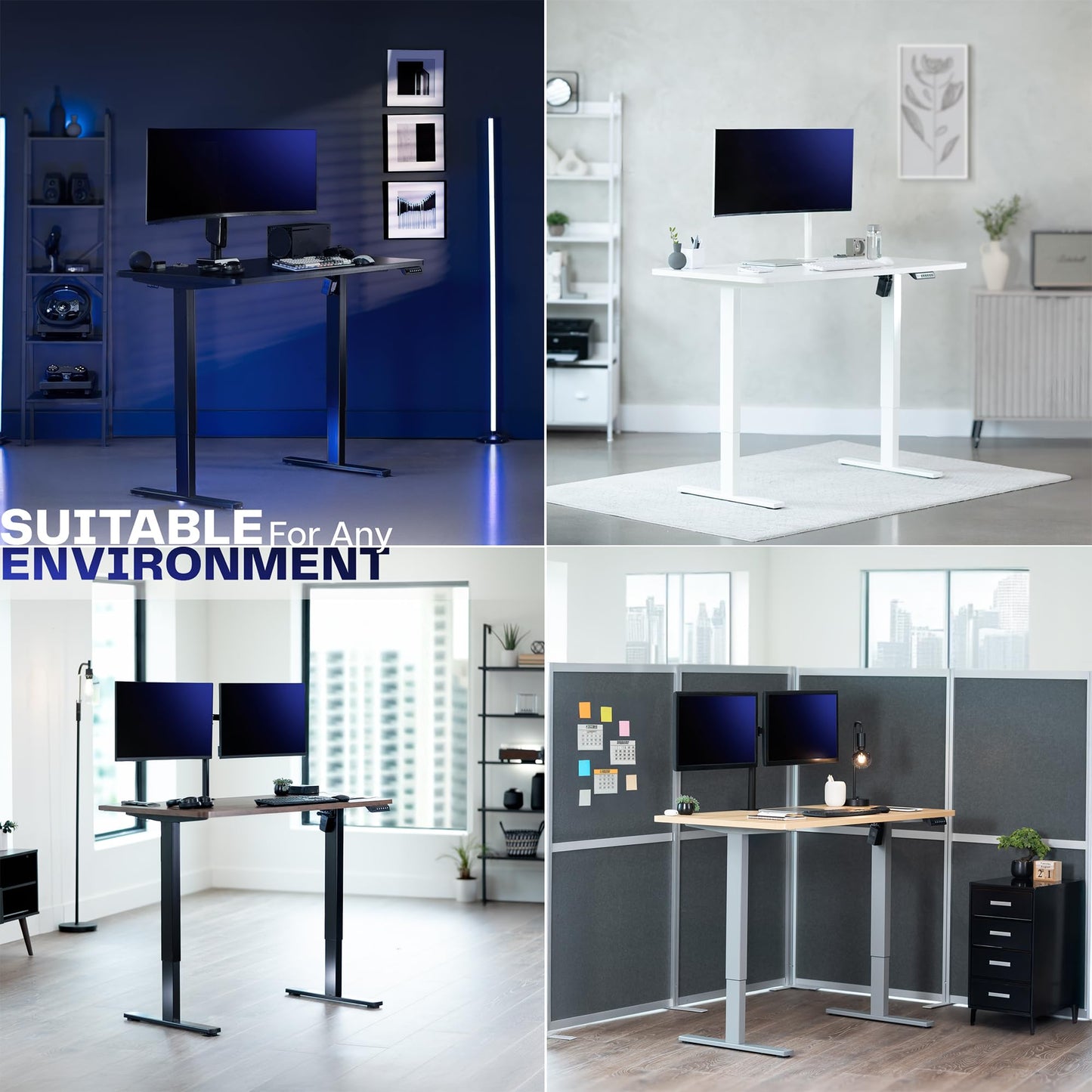 VIVO Electric Dry Erase 60 x 24 in Standing Desk, Memory Height Adjustment, 1B Series, Holds 220 lbs, Whiteboard Top Black Frame, DESK-KIT-1B6WE