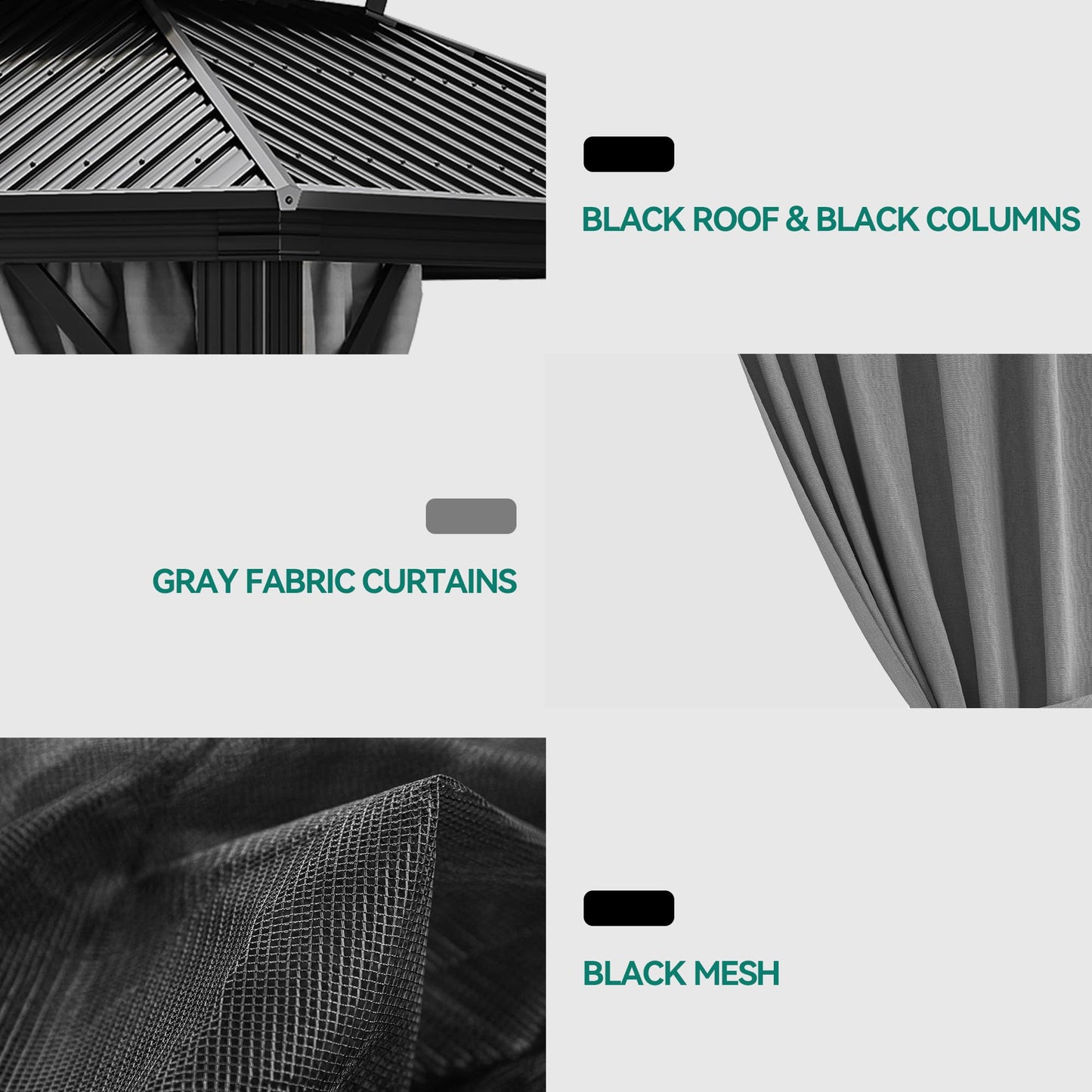 YITAHOME 10x12ft Gazebo Hardtop with Nettings and Curtains, Heavy Duty Double Roof Galvanized Steel Outdoor Combined of Vertical Stripes Roof for Patio, Backyard, Deck, Lawns, Gray