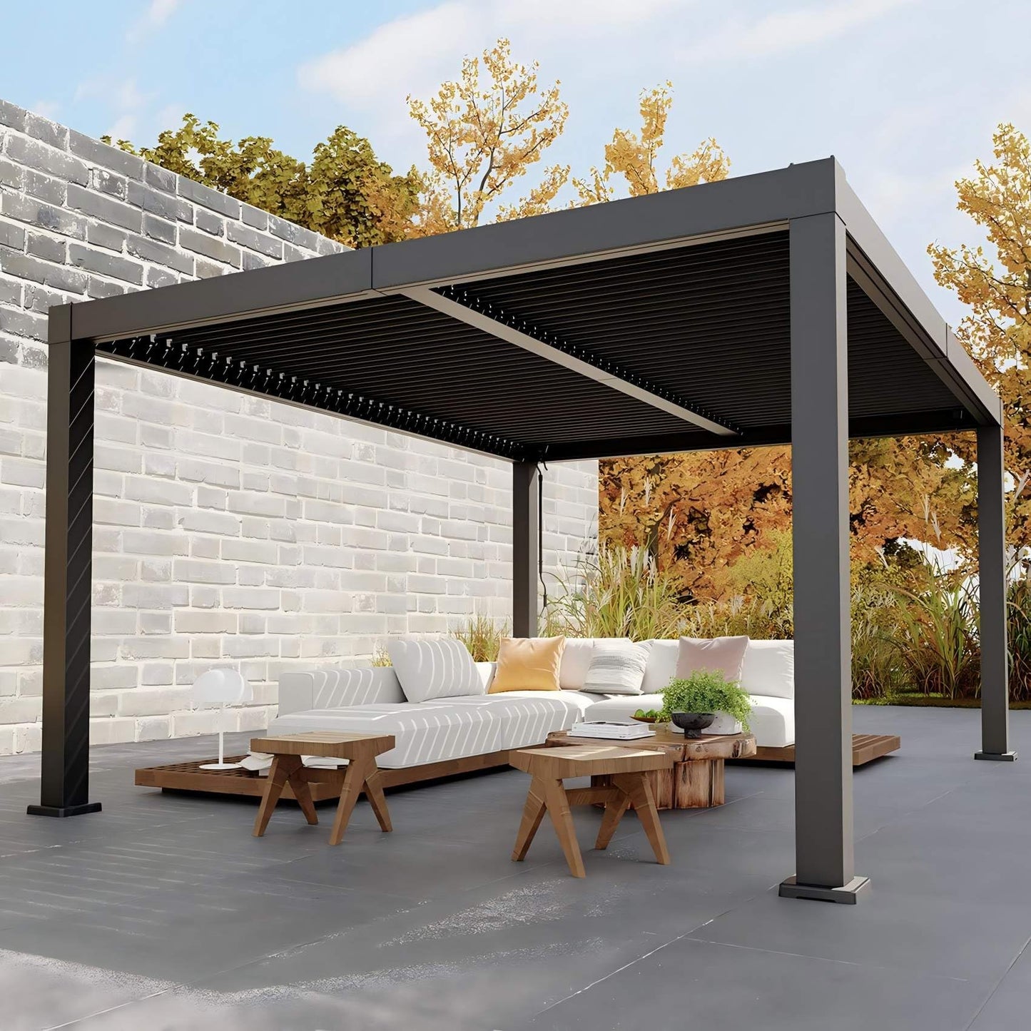 Garvee 12x16ft Louvered Pergola - All-Aluminum Outdoor Pergolas with Adjustable Louvered Roof, Integrated Drainage System, Outdoor Gazebo for Deck, Patio, Backyard and Garden, Gray