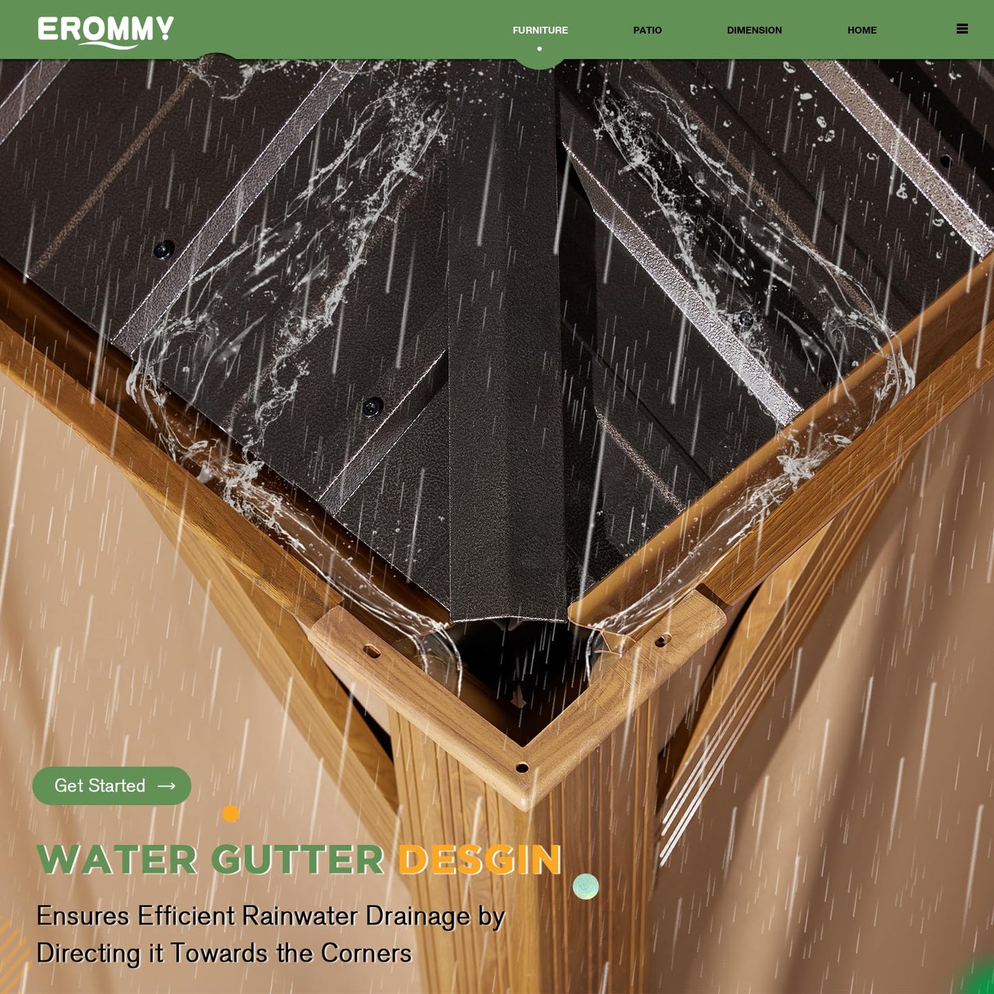 EROMMY 12'x22' Gazebo, Wooden Finish Coated Aluminum Frame Pergola with Double Galvanized Steel Hardtop Roof, Outdoor Permanent Metal Pavilion with Curtains and Nettings for Patio, Backyard and Deck
