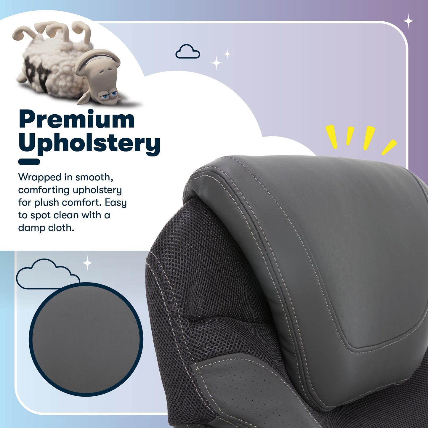 Serta Bryce Executive Office Chair - Ergonomic Computer Desk Chair with Patented AIR Lumbar Technology - Adjustable Height - Memory Foam Body Pillows - 360° Swivel Rolling Base - Bonded Leather - Gray