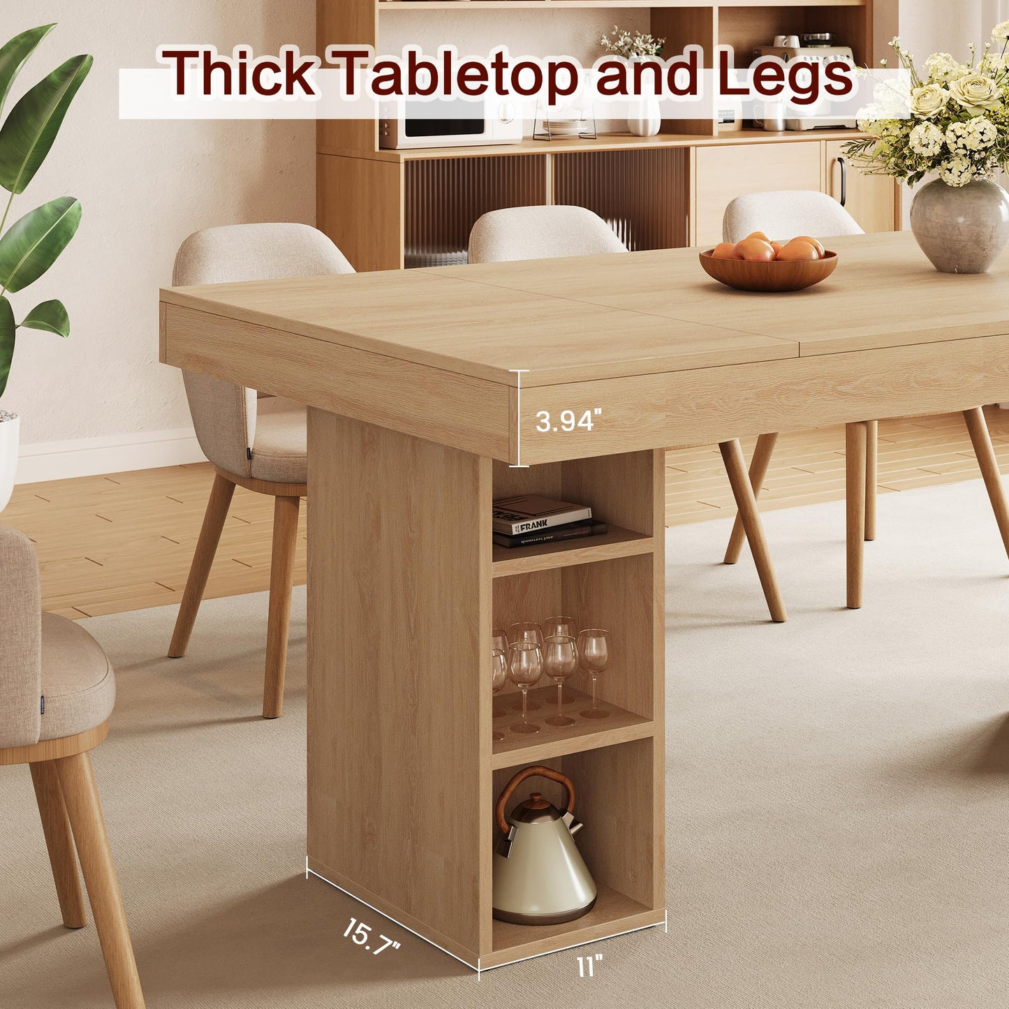 IDEALHOUSE 71” Executive Desk with Cabinet Storage, Farmhouse Home Office Desk, Wooden Computer Desk with Extra Thickened Tabletop & Metal Frame, for Work Study Writing, Oak