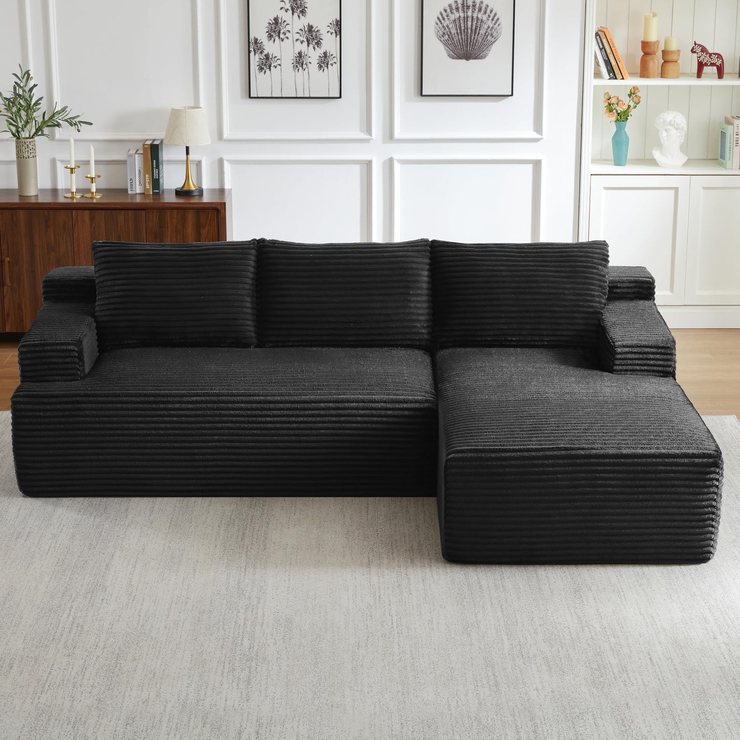 96" Modular Sectional Sofa, Cloud Sectional Couch with Deep Seat, Modern L-Shape Corner Sofa Couch with Right Facing Chaise,Upholstered Boneless Couches for Living Room Bedroom