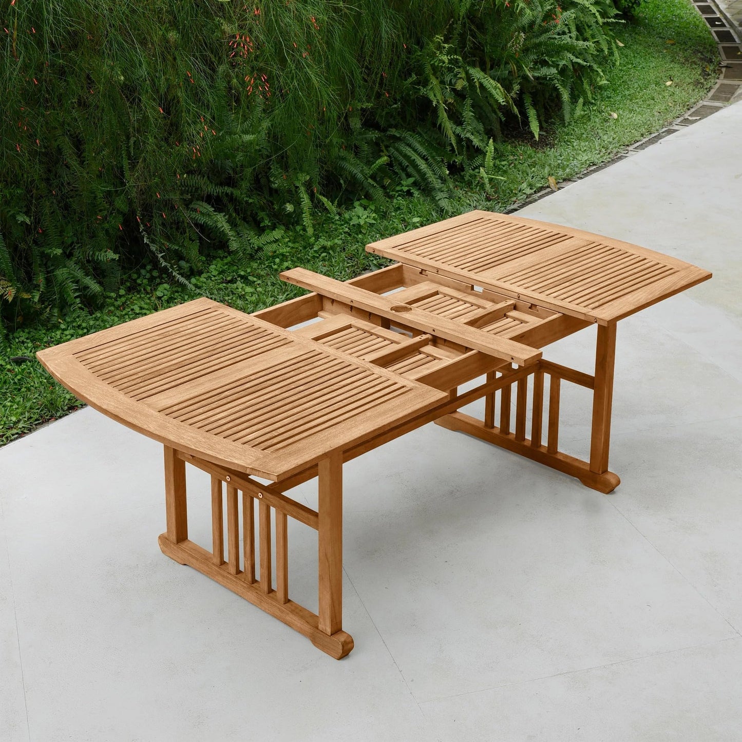 Cambridge Casual Caterina Teak Wood 6-Piece Outdoor Dining Set with Backless Bench, Navy