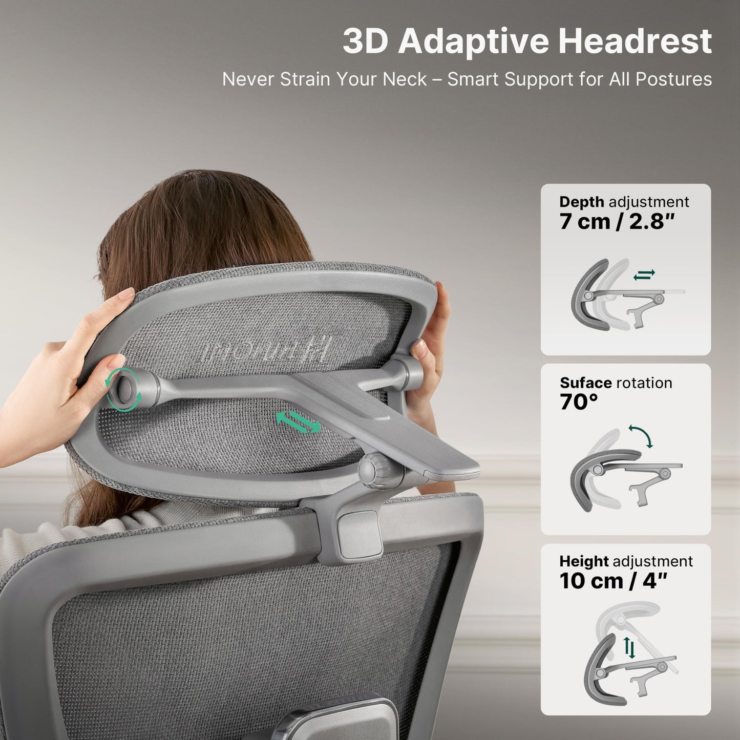 HINOMI H2 Pro Premium Ergonomic Office Chair - Comfy Home Office Desk Computer Chair with Adjustable Back Support, Swivel Wheels, Flip-up Arms, Comfortable Mesh Seat for Desk Work (Gray)