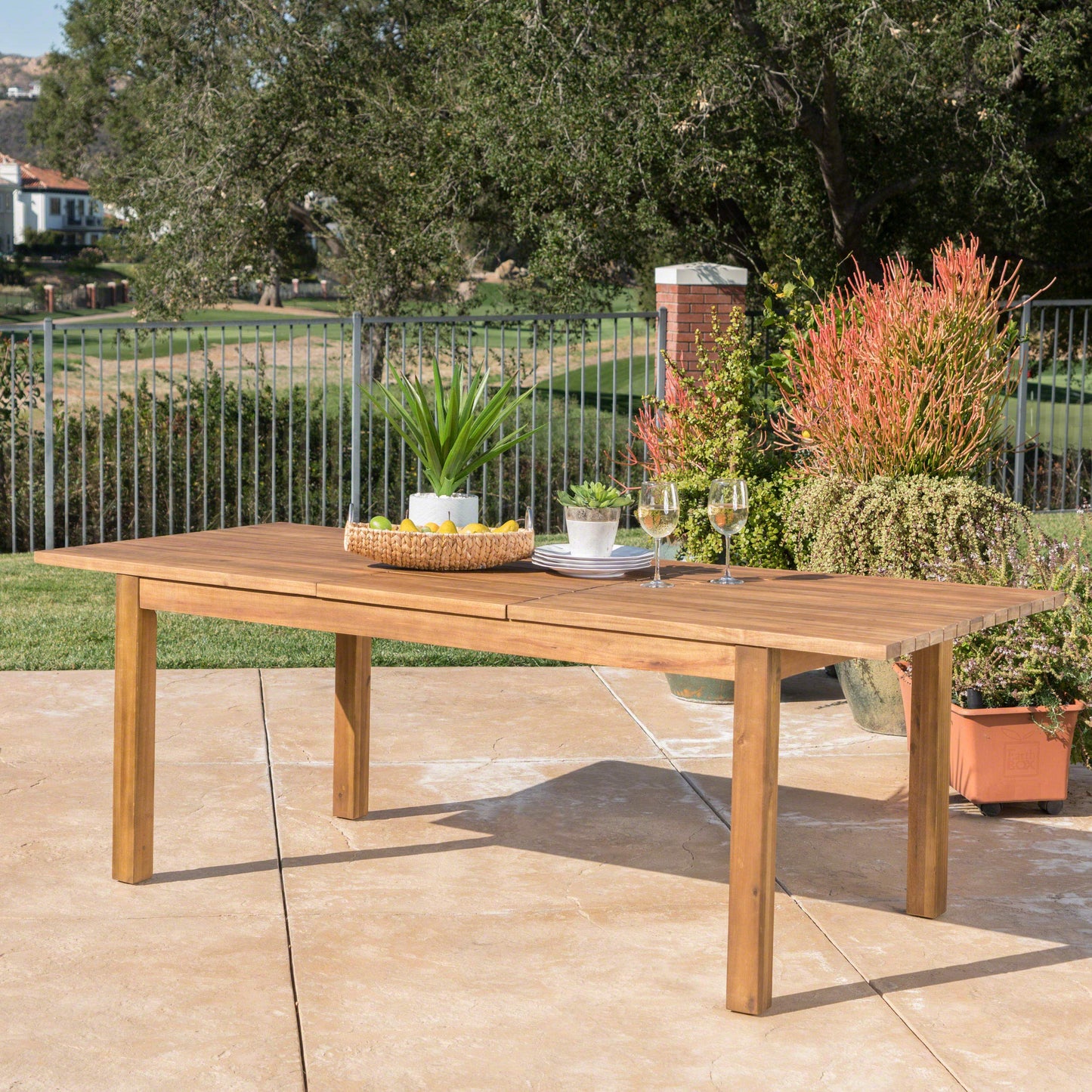 Christopher Knight Home Wilson Outdoor Expandable Acacia Wood Dining Table , Teak Finish